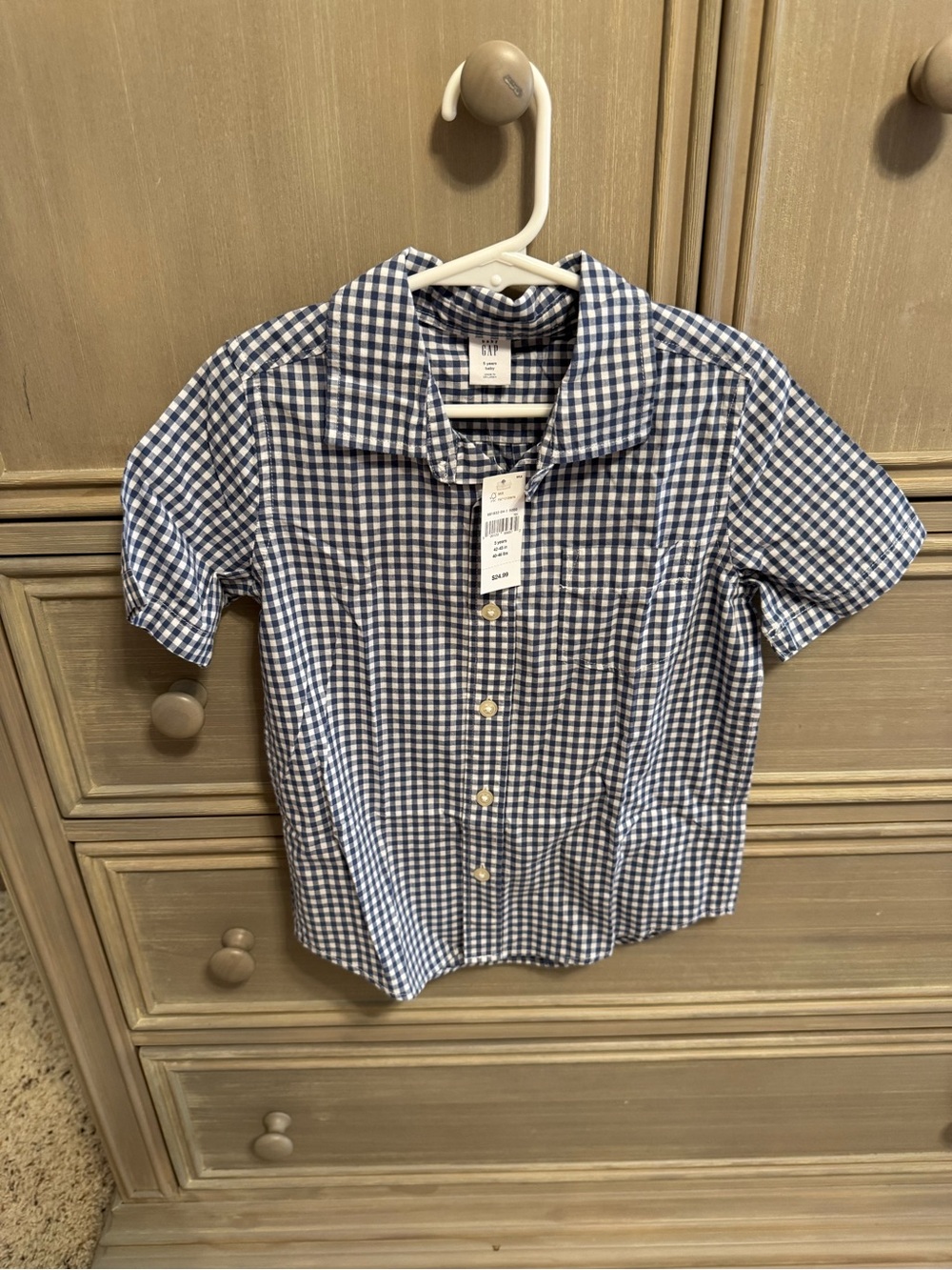 Baby Gap Blue and White Gingham Short-Sleeve Button-Up Shirt